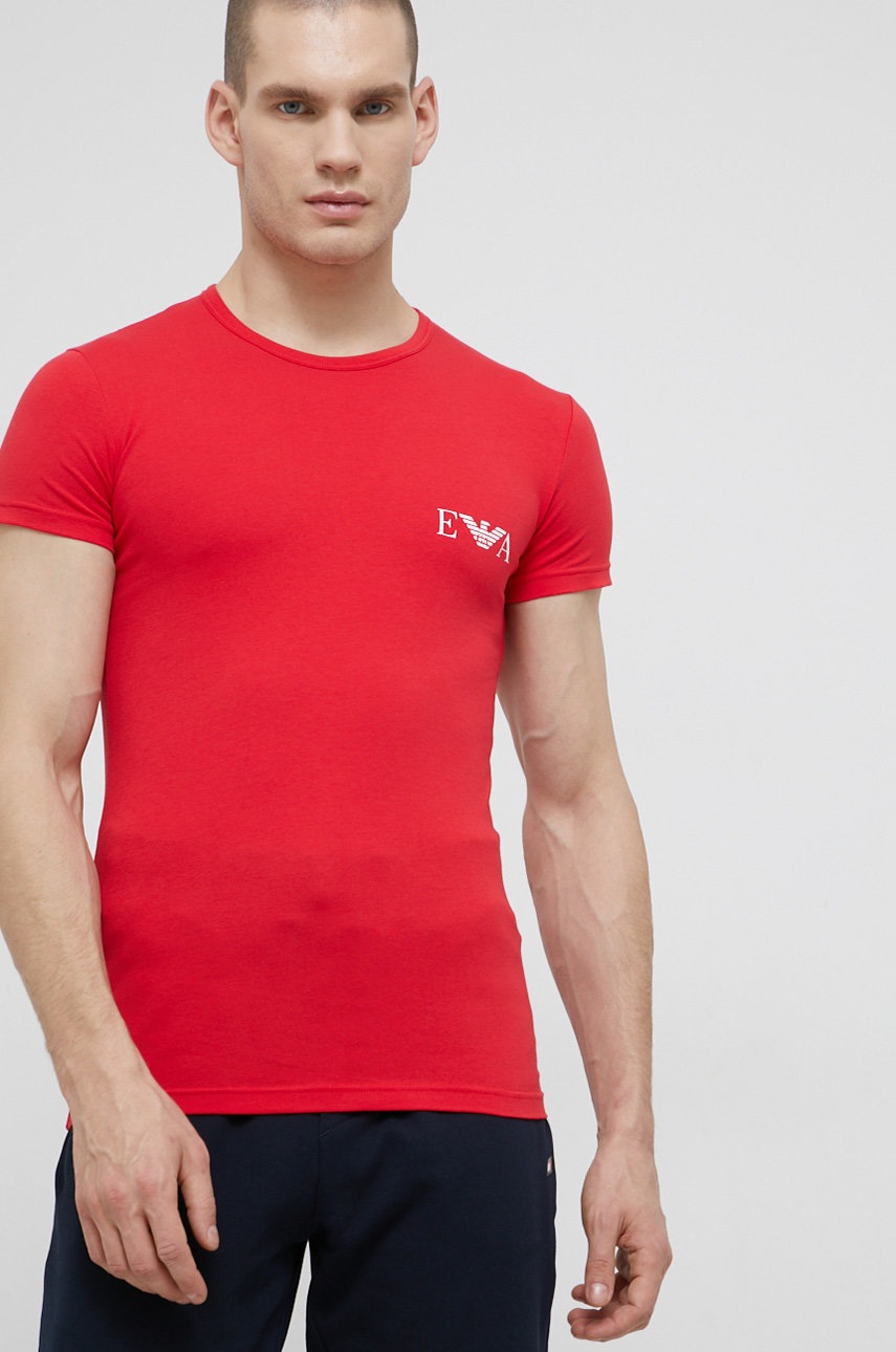 

Тениска Emporio Armani Underwear (2 броя) мъжка в тъмносиньо с принт, Тъмносин