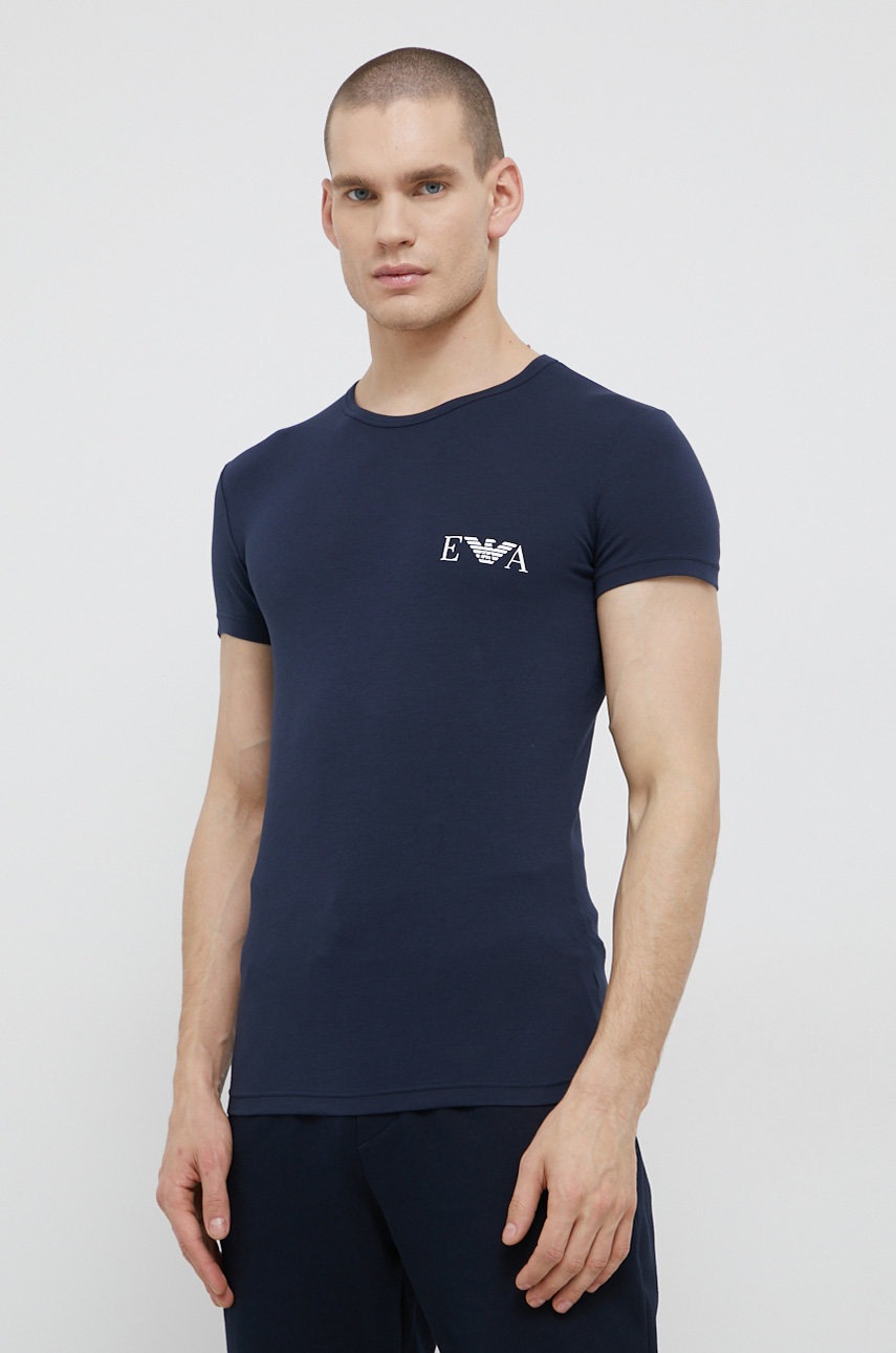 

Футболка Emporio Armani Underwear (2-pack) мужская цвет синий с принтом