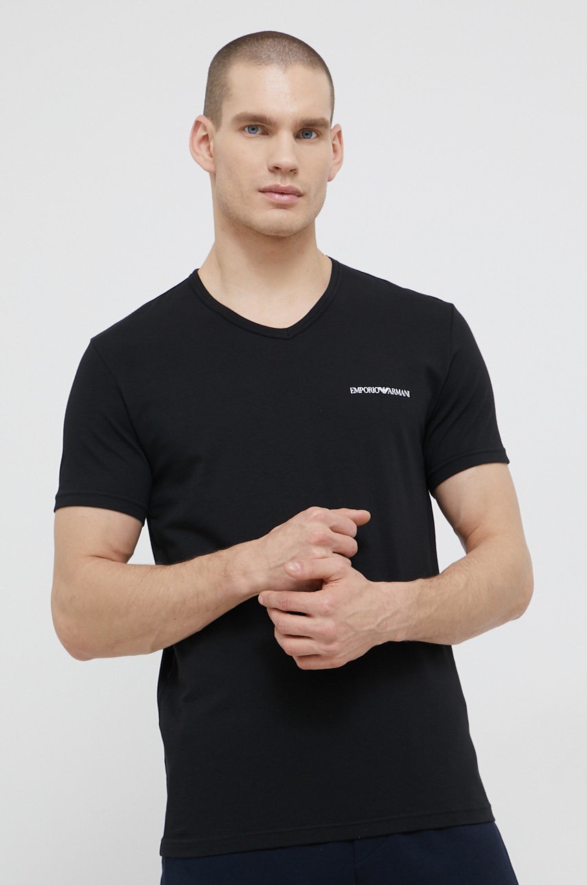 

Тениска Emporio Armani Underwear (2 броя) мъжка в черно с принт, Черен