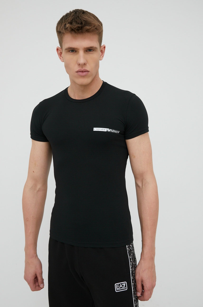 

Футболка Emporio Armani Underwear мужской цвет чёрный с принтом