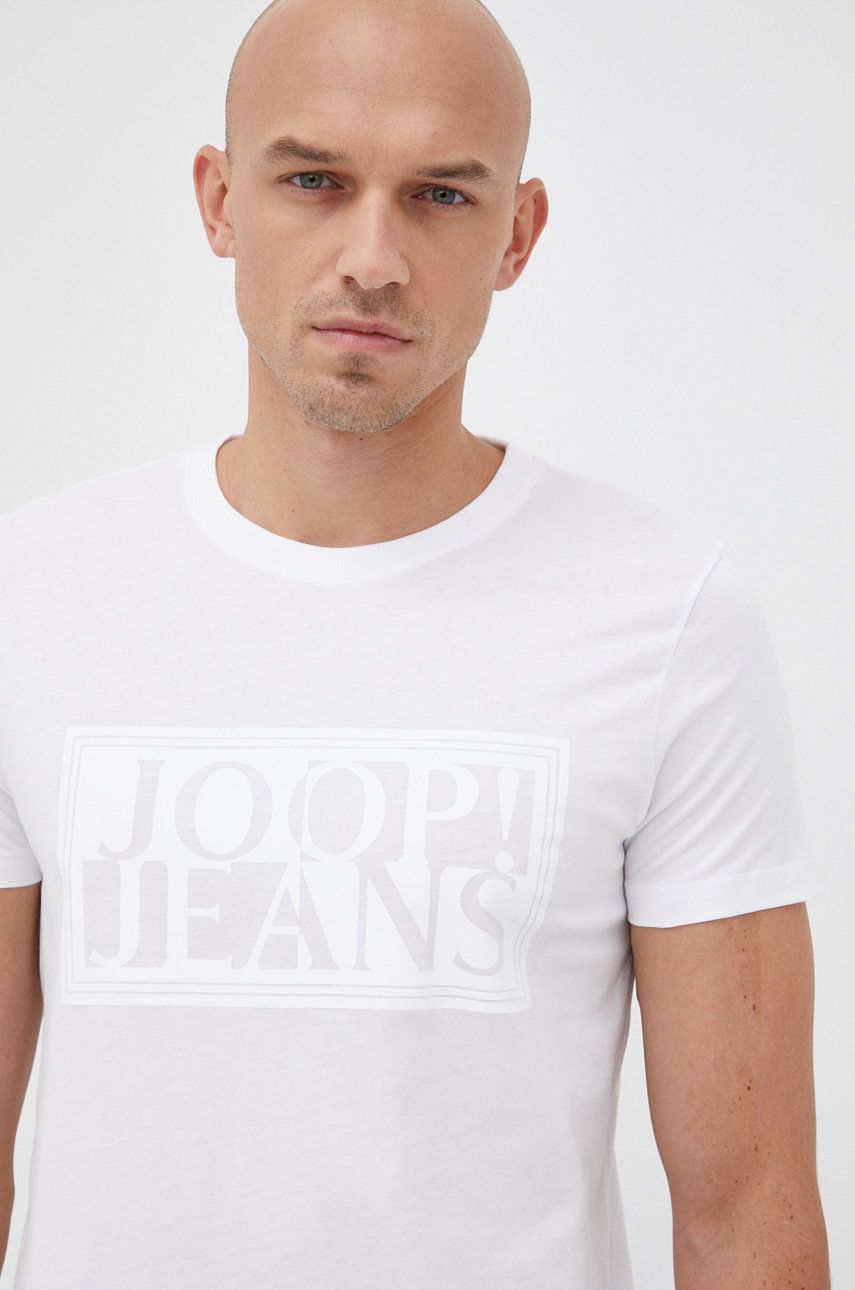 Joop! tricou din bumbac culoarea alb, cu imprimeu