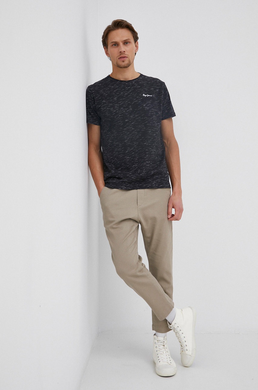 

Тениска Pepe Jeans Paul мъжка в черно с десен, Черен