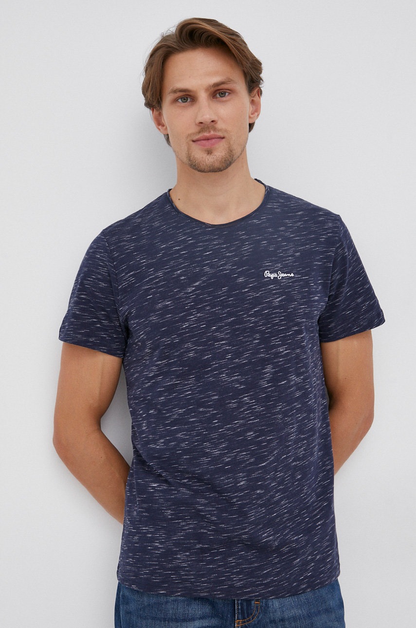 

Тениска Pepe Jeans Paul мъжка в тъмносиньо с десен, Тъмносин