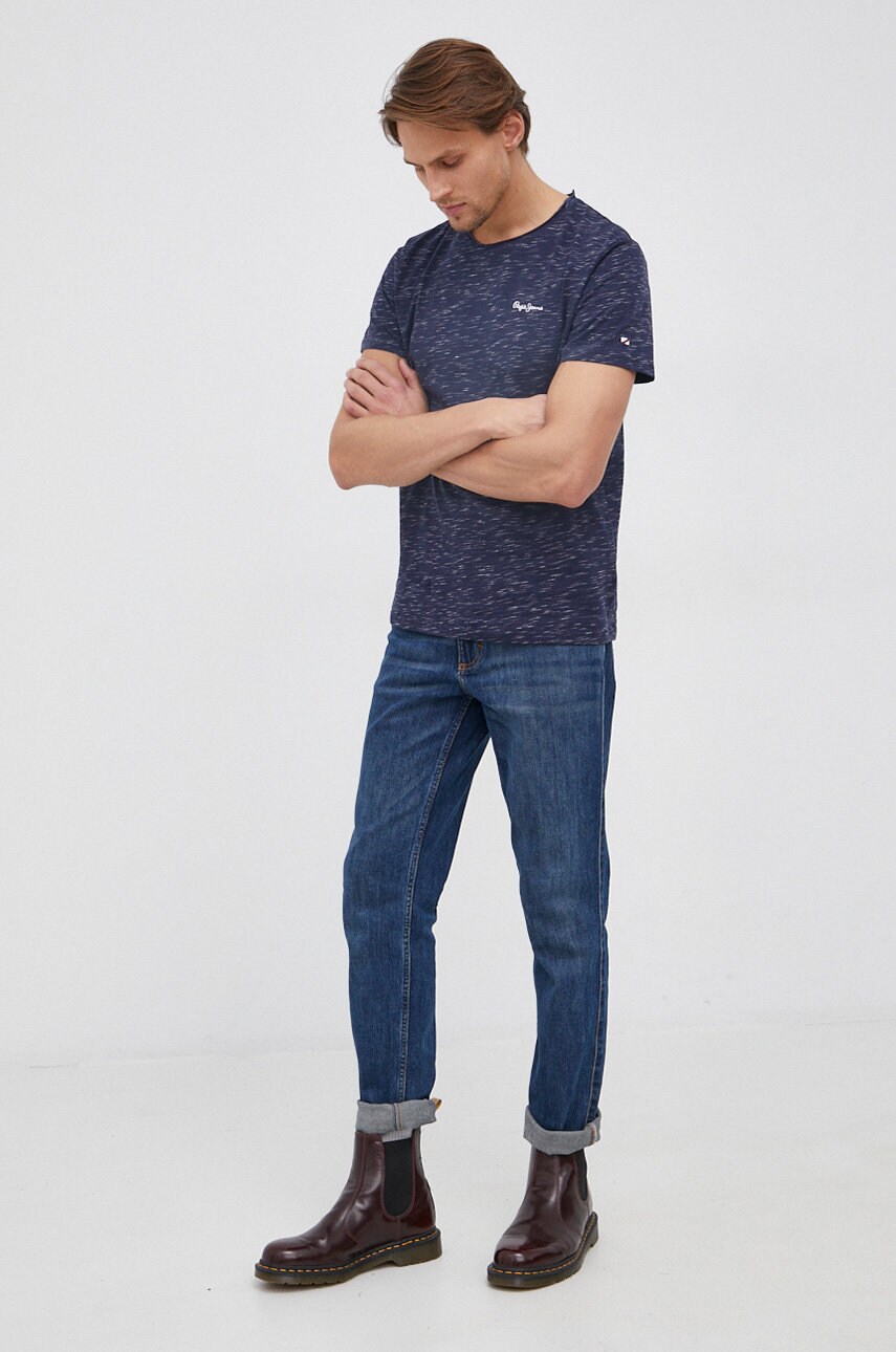 

Футболка Pepe Jeans Paul мужская цвет синий с узором