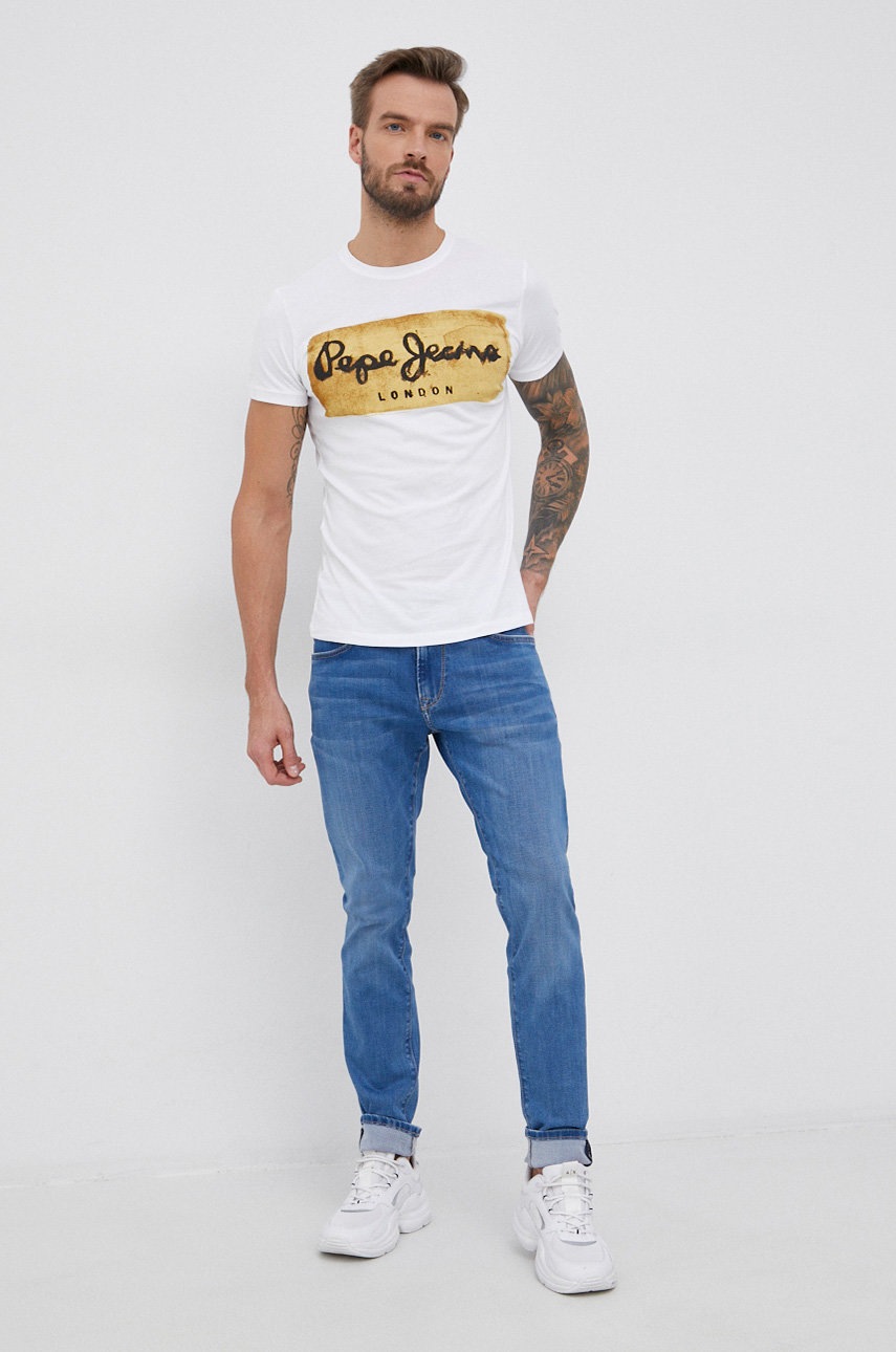 

Бавовняна футболка Pepe Jeans Charing колір білий гладкий