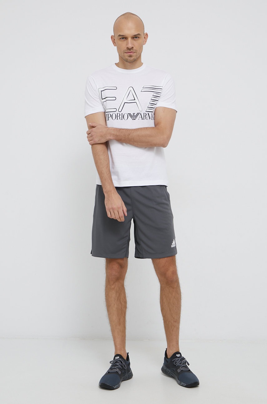 

Хлопковая футболка EA7 Emporio Armani цвет белый гладкий