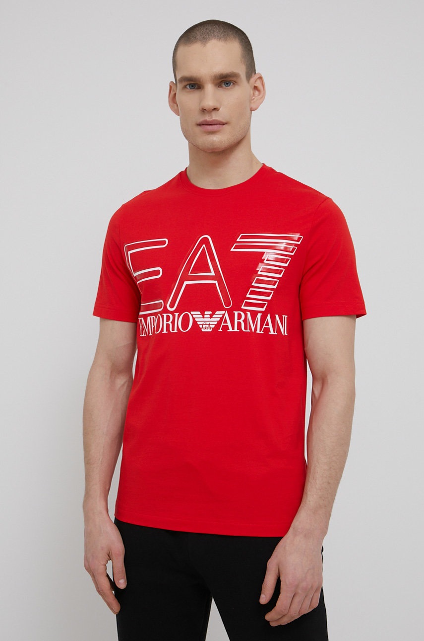 

Хлопковая футболка EA7 Emporio Armani цвет красный гладкий