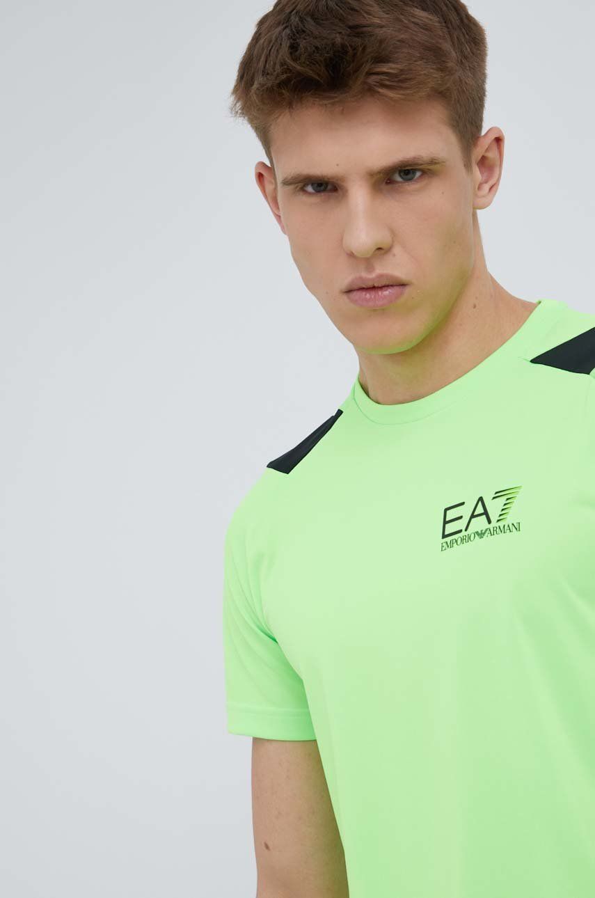 EA7 Emporio Armani t-shirt męski kolor zielony z nadrukiem