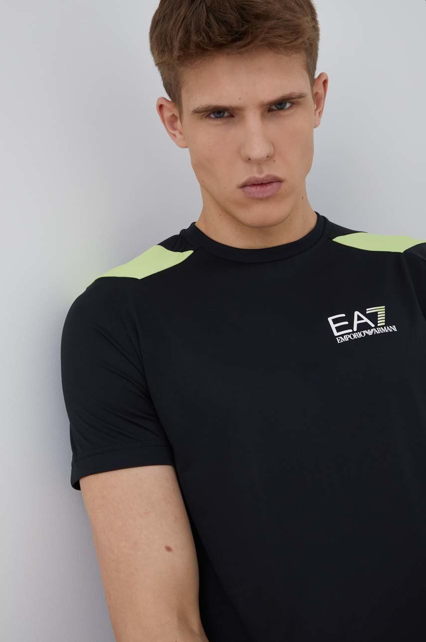 EA7 Emporio Armani tricou barbati, culoarea negru, cu imprimeu