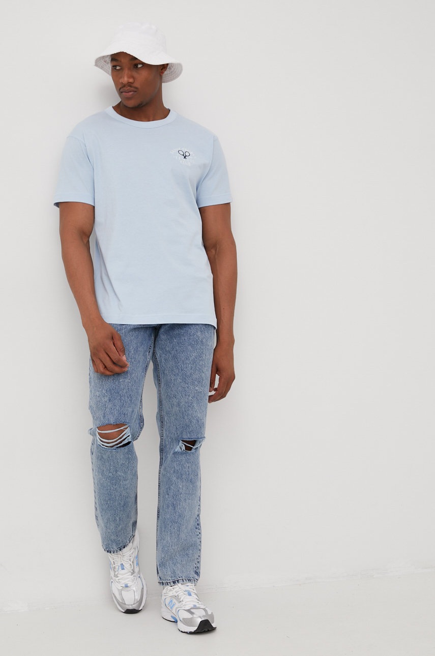

Хлопковая футболка Jack & Jones цвет фиолетовый с аппликацией