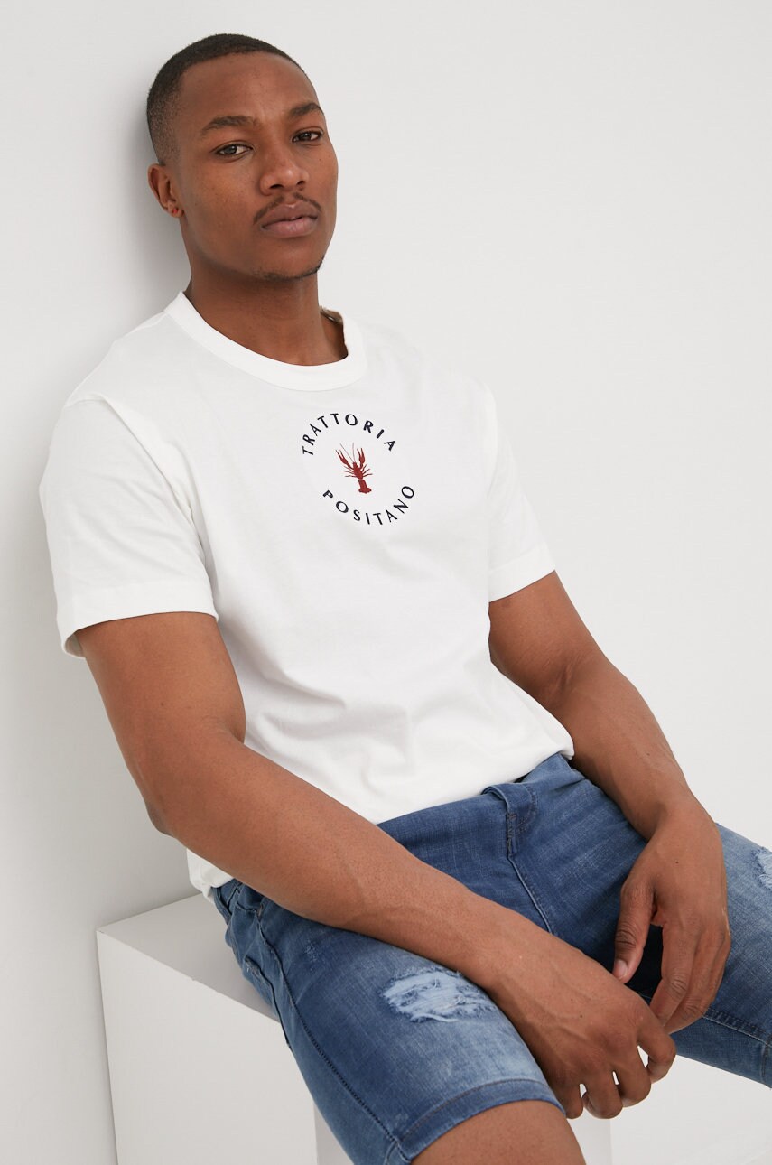 

Памучна тениска Jack & Jones в бежово с апликация, Бежов