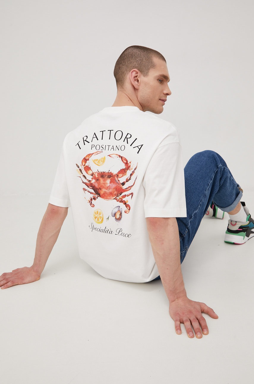 

Памучна тениска Jack & Jones в бежово с принт, Бежов