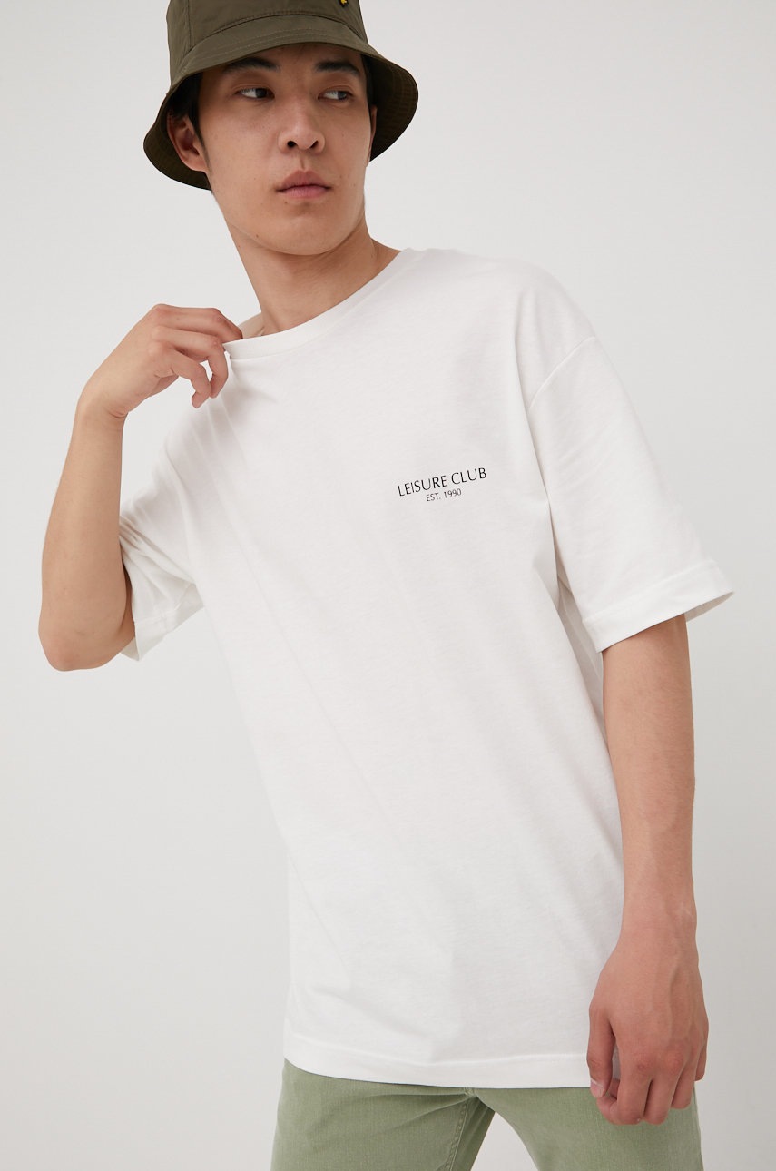 

Хлопковая футболка Jack & Jones цвет белый с принтом