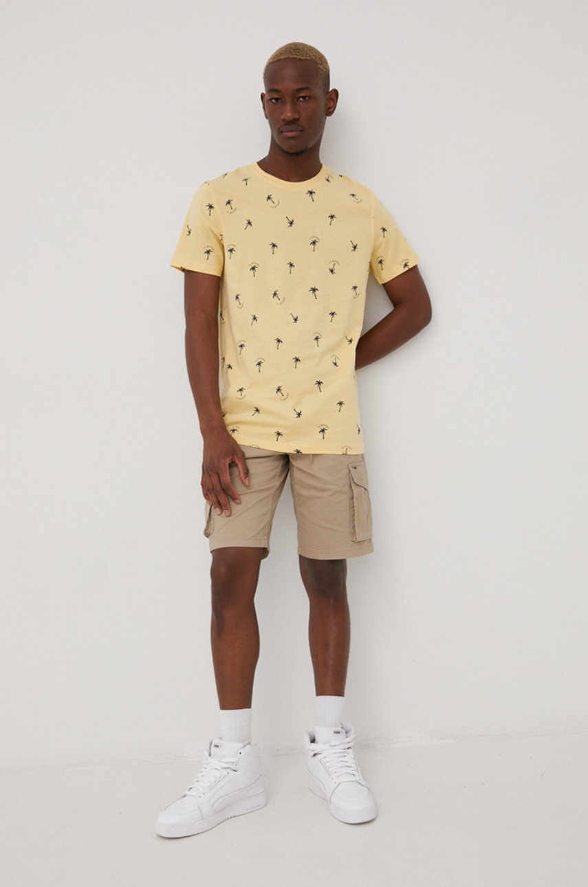 

Памучна тениска Jack & Jones в бежово с принт, Бежов