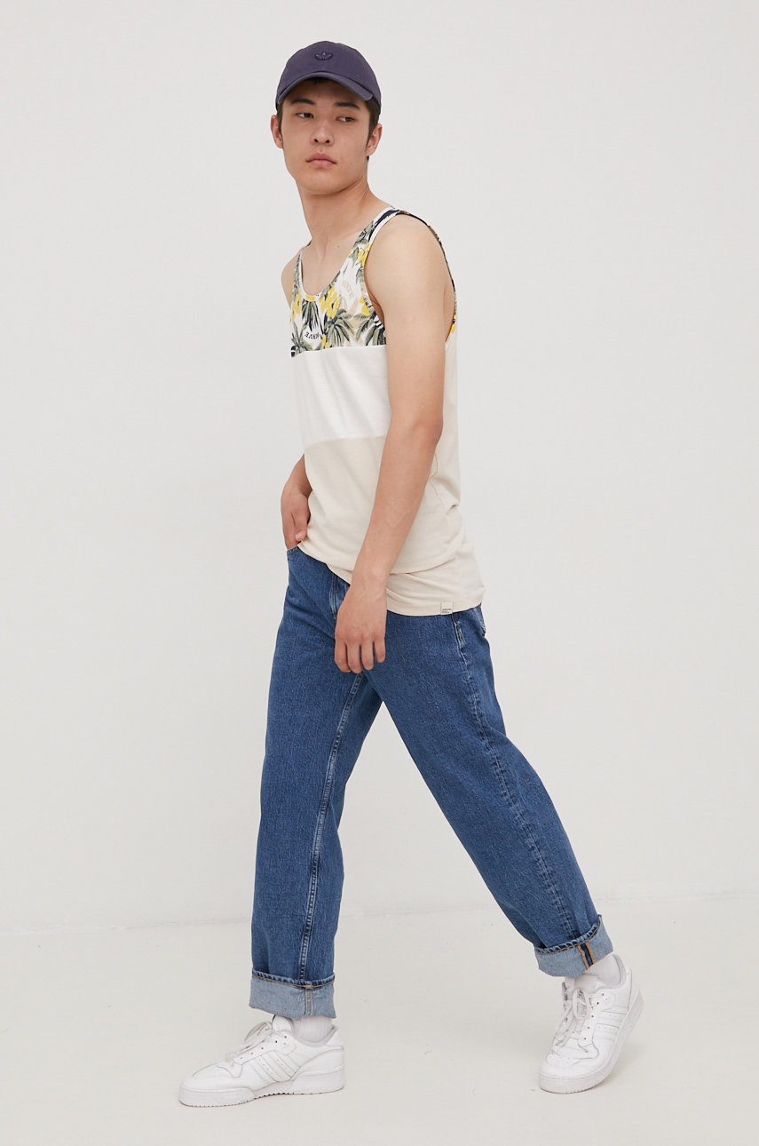 

Хлопковая футболка Jack & Jones цвет бежевый