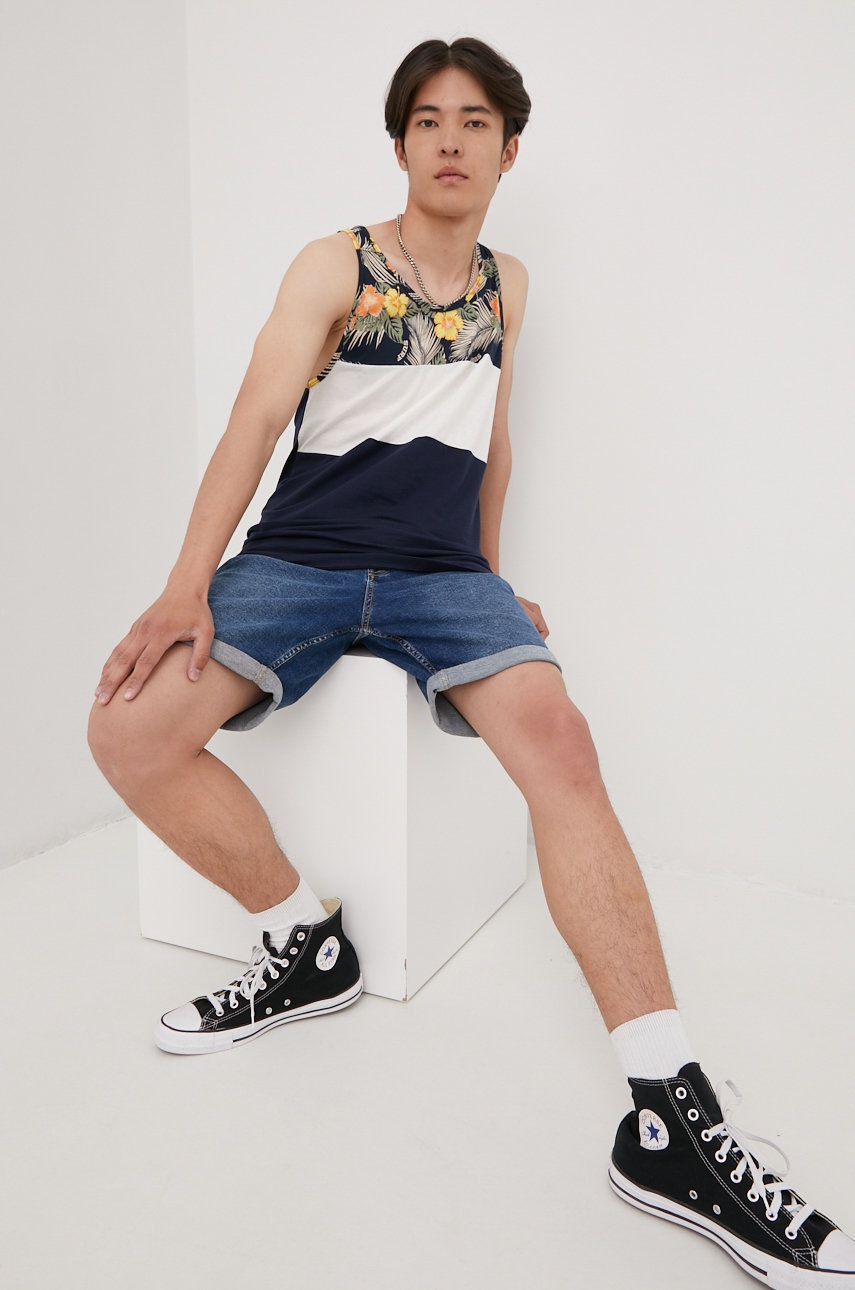 

Бавовняна футболка Jack & Jones колір синій