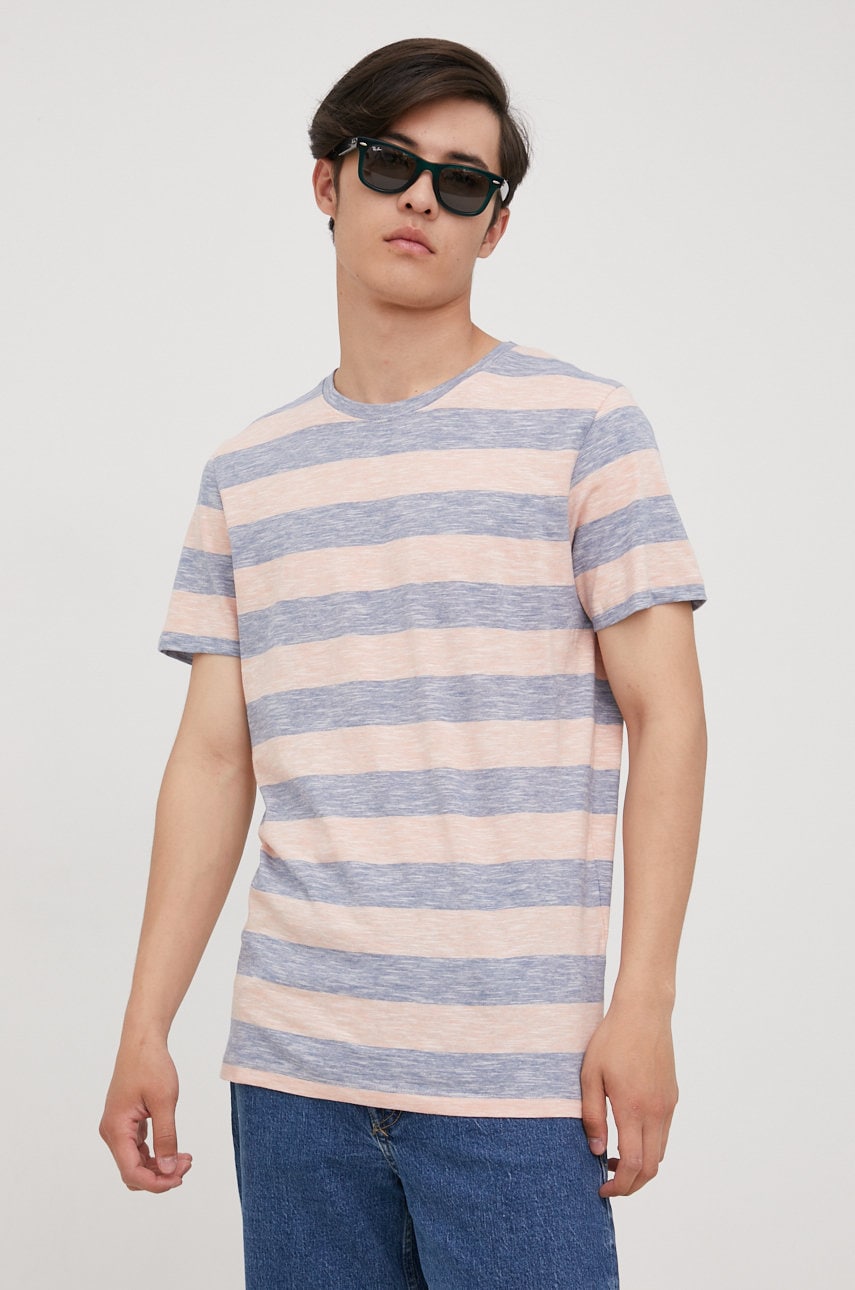 Jack & Jones t-shirt bawełniany kolor różowy wzorzysty