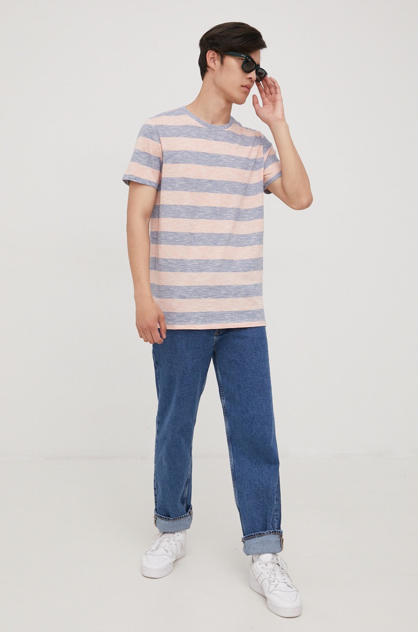 

Хлопковая футболка Jack & Jones цвет розовый узорный
