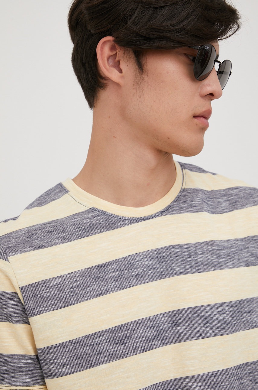 

Памучна тениска Jack & Jones в тъмносиньо с десен, Тъмносин