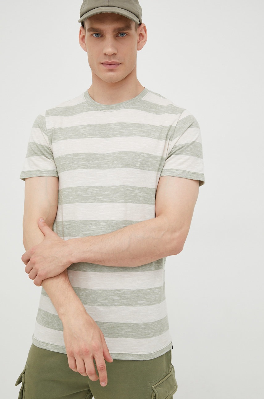 

Памучна тениска Jack & Jones в зелено с десен, Зелен