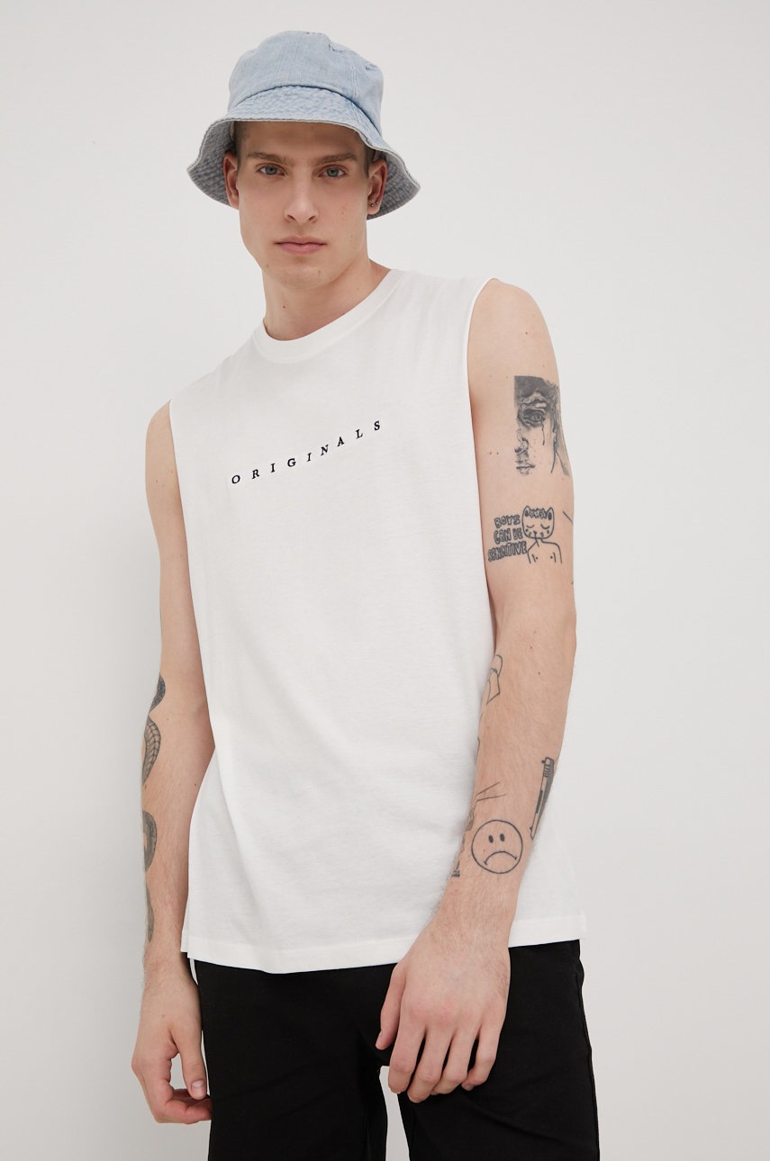 

Бавовняна футболка Jack & Jones колір бежевий