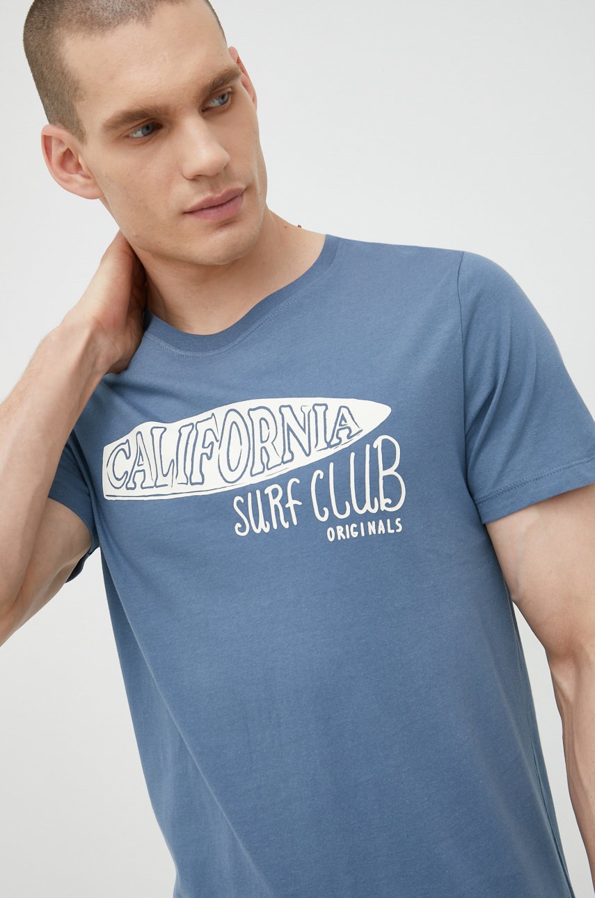 

Памучна тениска Jack & Jones с принт, Син