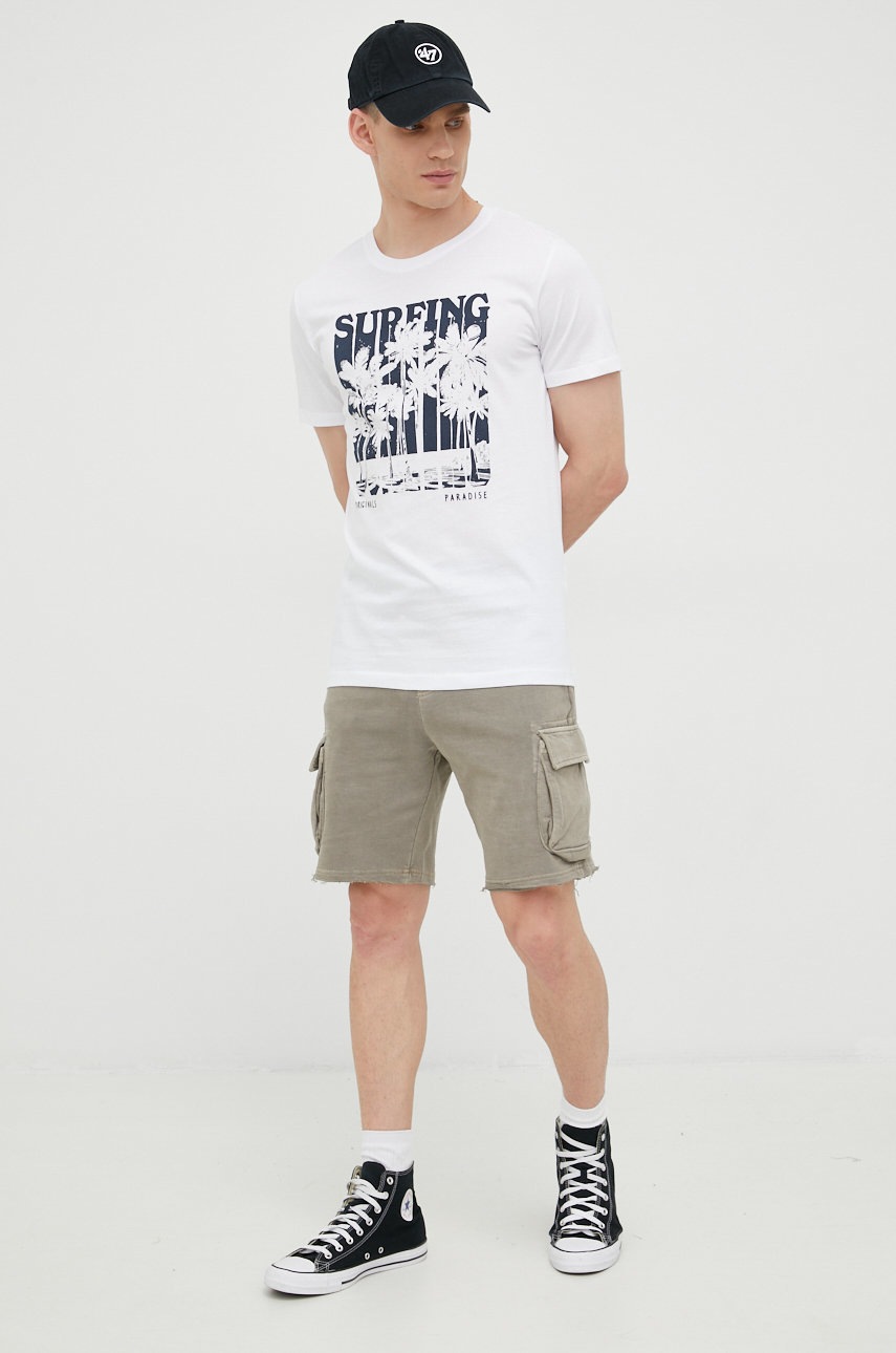 

Бавовняна футболка Jack & Jones колір білий з принтом