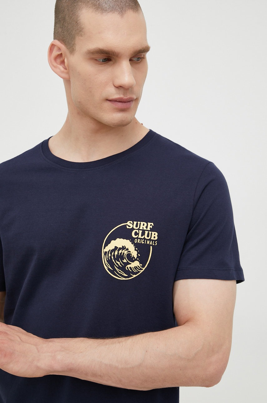 

Хлопковая футболка Jack & Jones цвет синий с принтом
