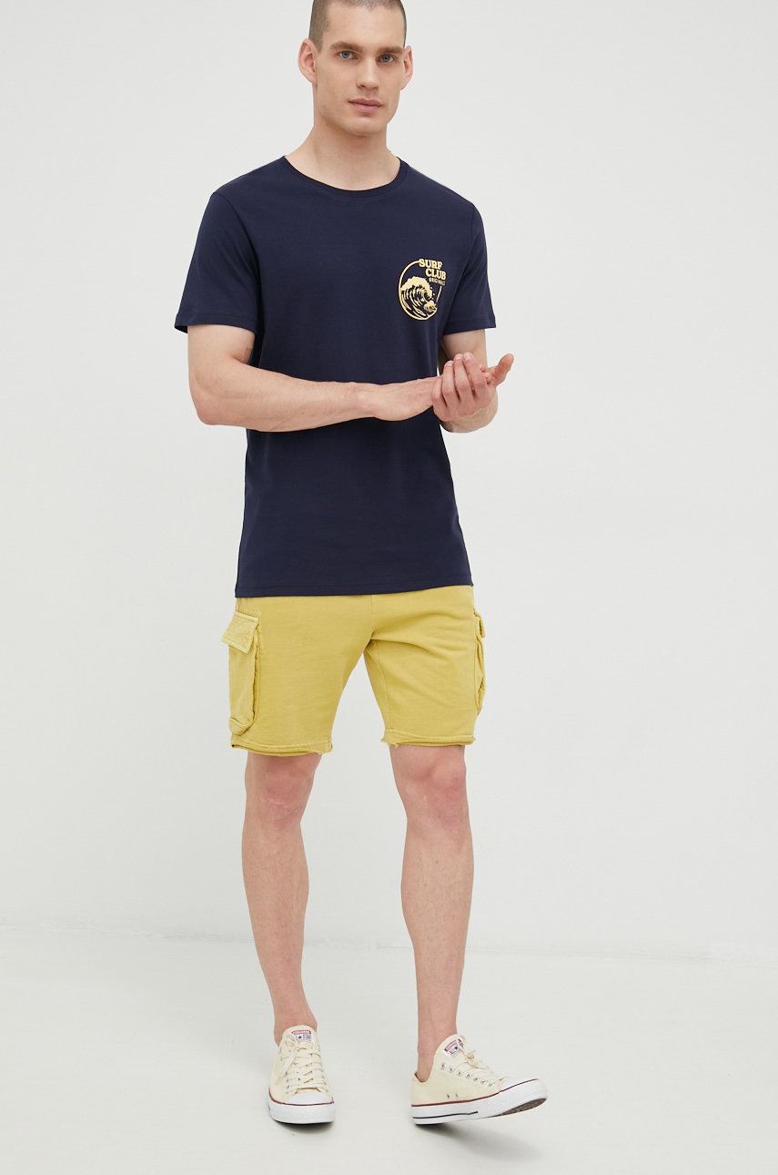 

Хлопковая футболка Jack & Jones цвет синий с принтом