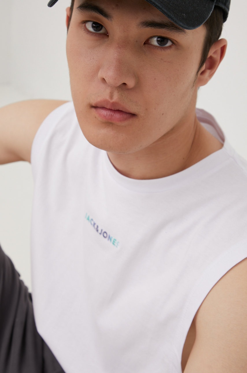 

Памучна тениска Jack & Jones в бяло, Бял