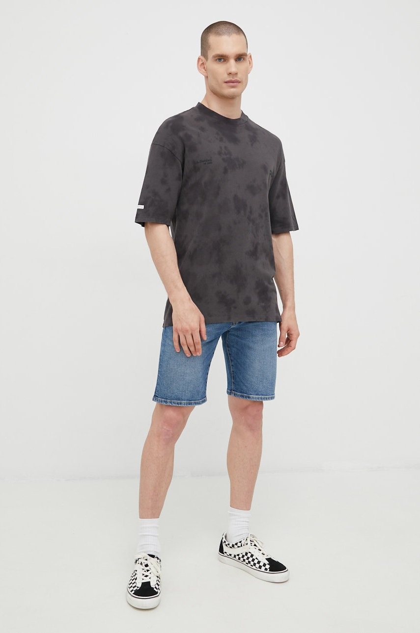 

Хлопковая футболка Jack & Jones цвет серый с принтом