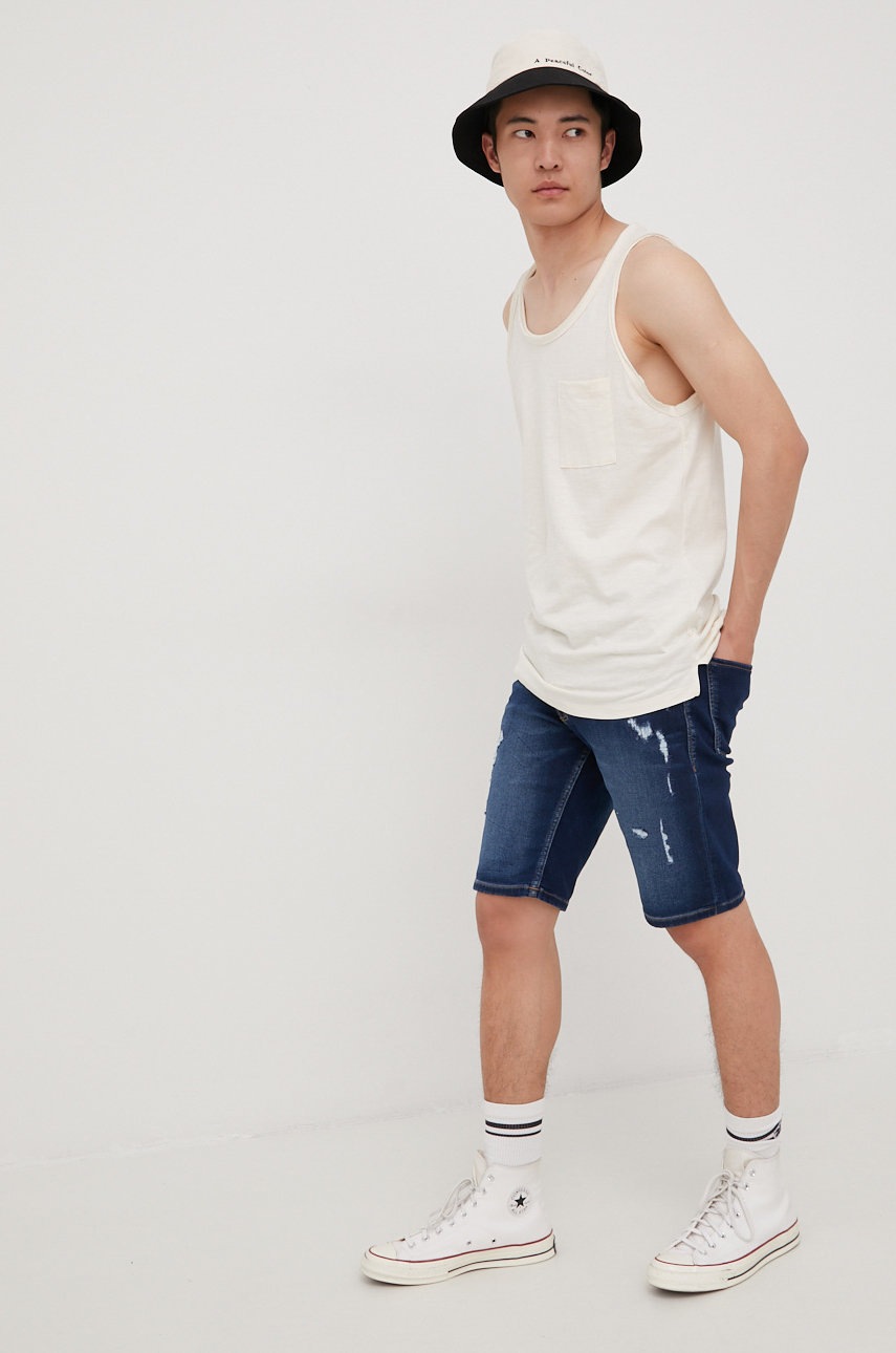 

Хлопковая футболка Jack & Jones цвет бежевый