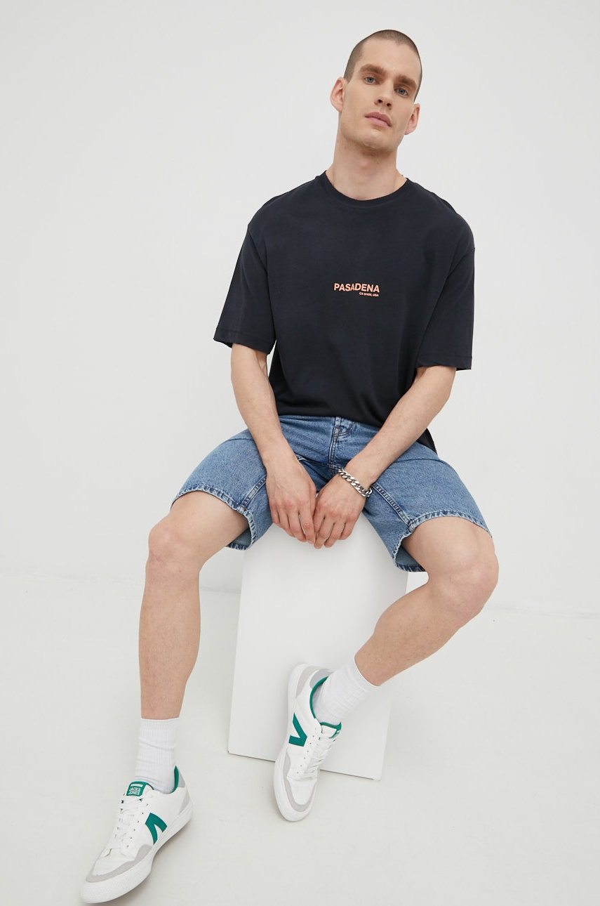 

Хлопковая футболка Jack & Jones цвет синий с принтом