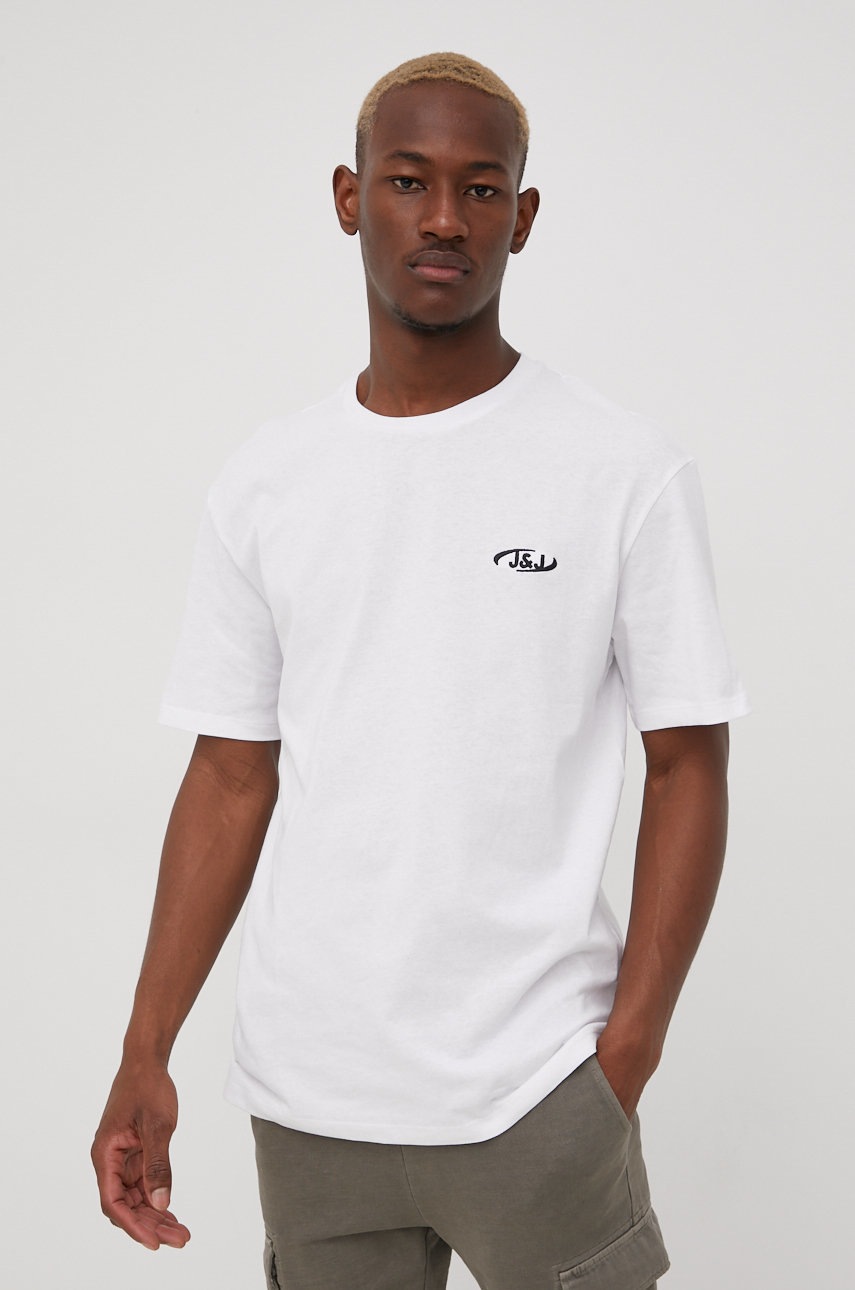 

Памучна тениска Jack & Jones в бяло с изчистен дизайн, Бял