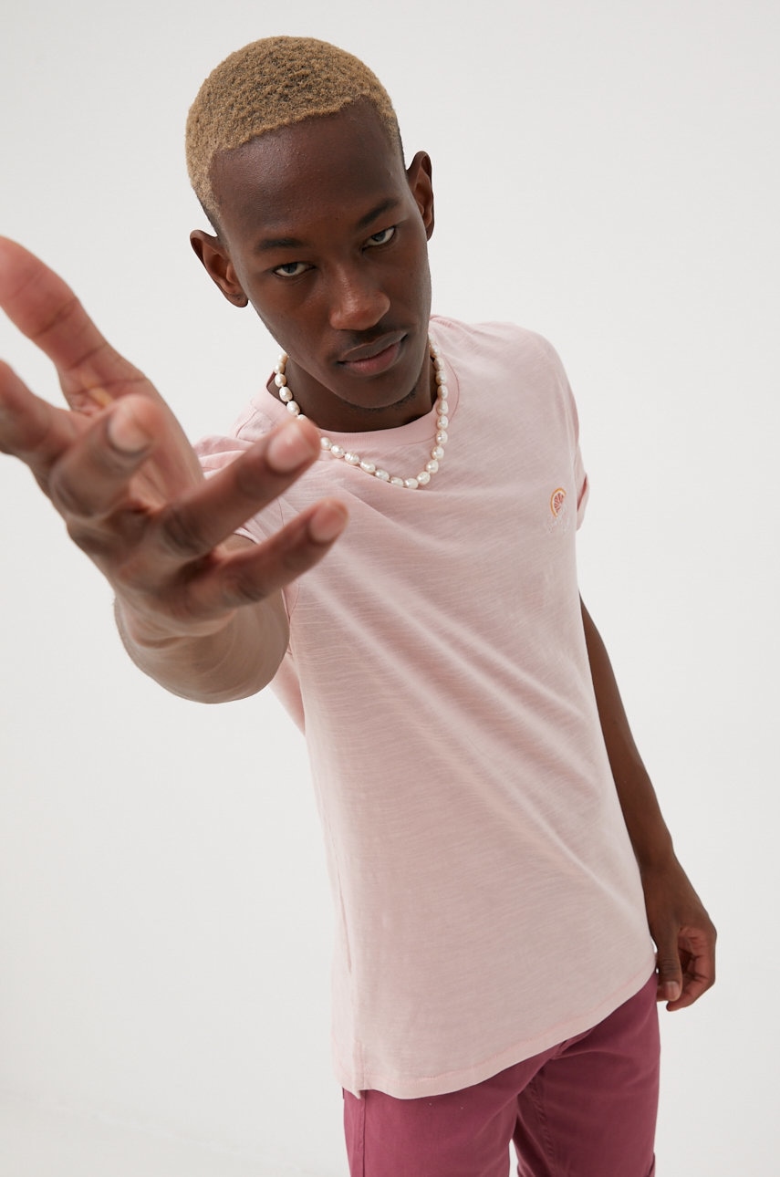 Premium by jack&jones tricou din bumbac culoarea roz, neted