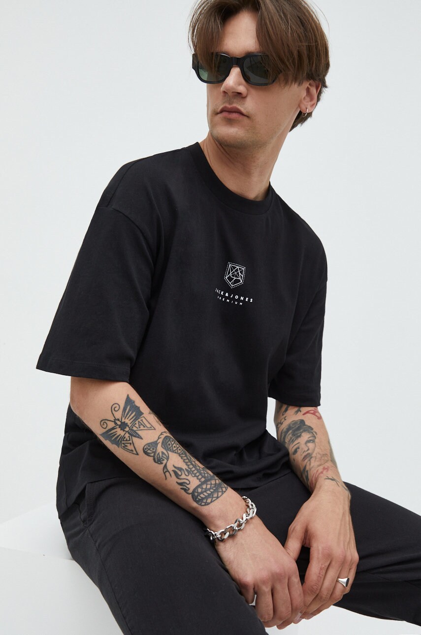 

Хлопковая футболка Premium by Jack&Jones цвет чёрный с принтом