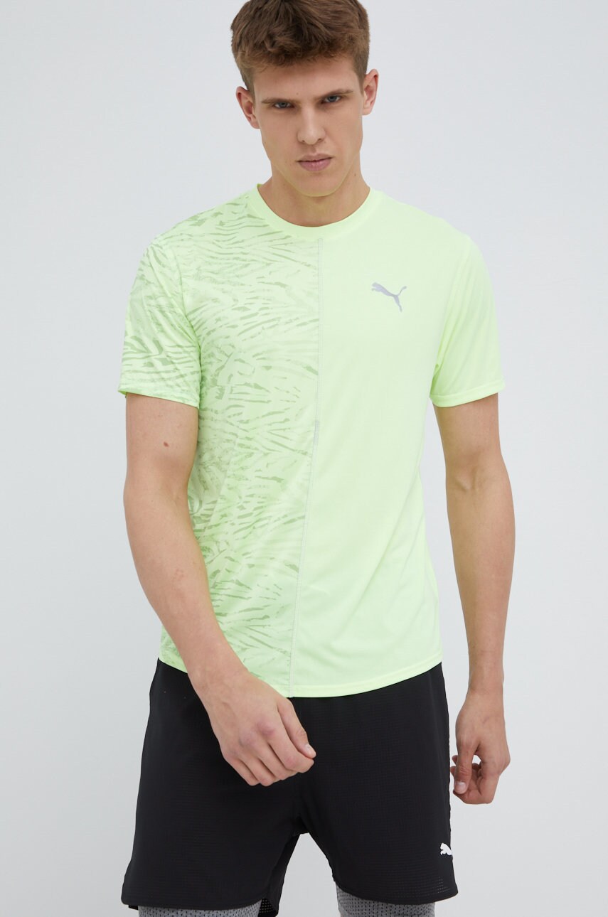 Puma tricou de alergare run graphic 521402 culoarea verde, modelator