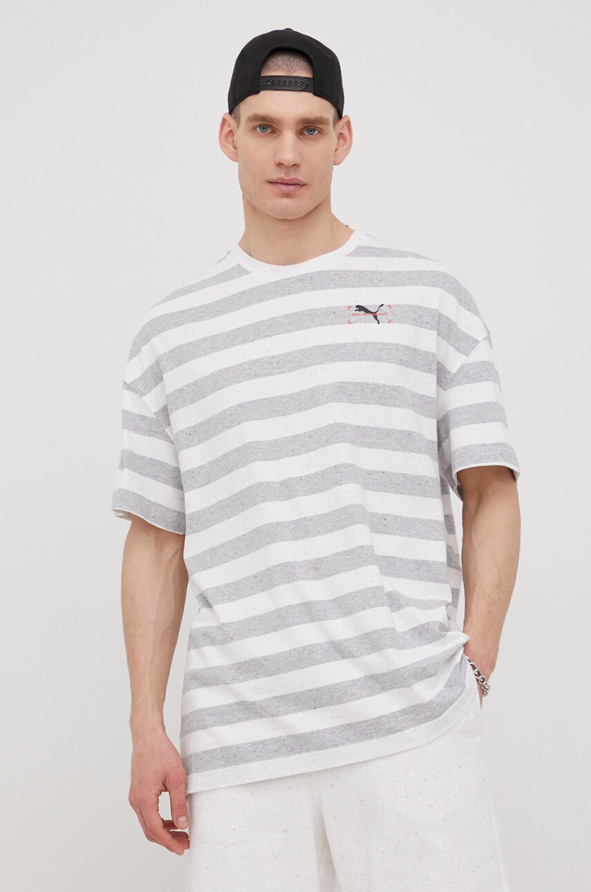 Puma tricou din bumbac 533956 culoarea gri, modelator