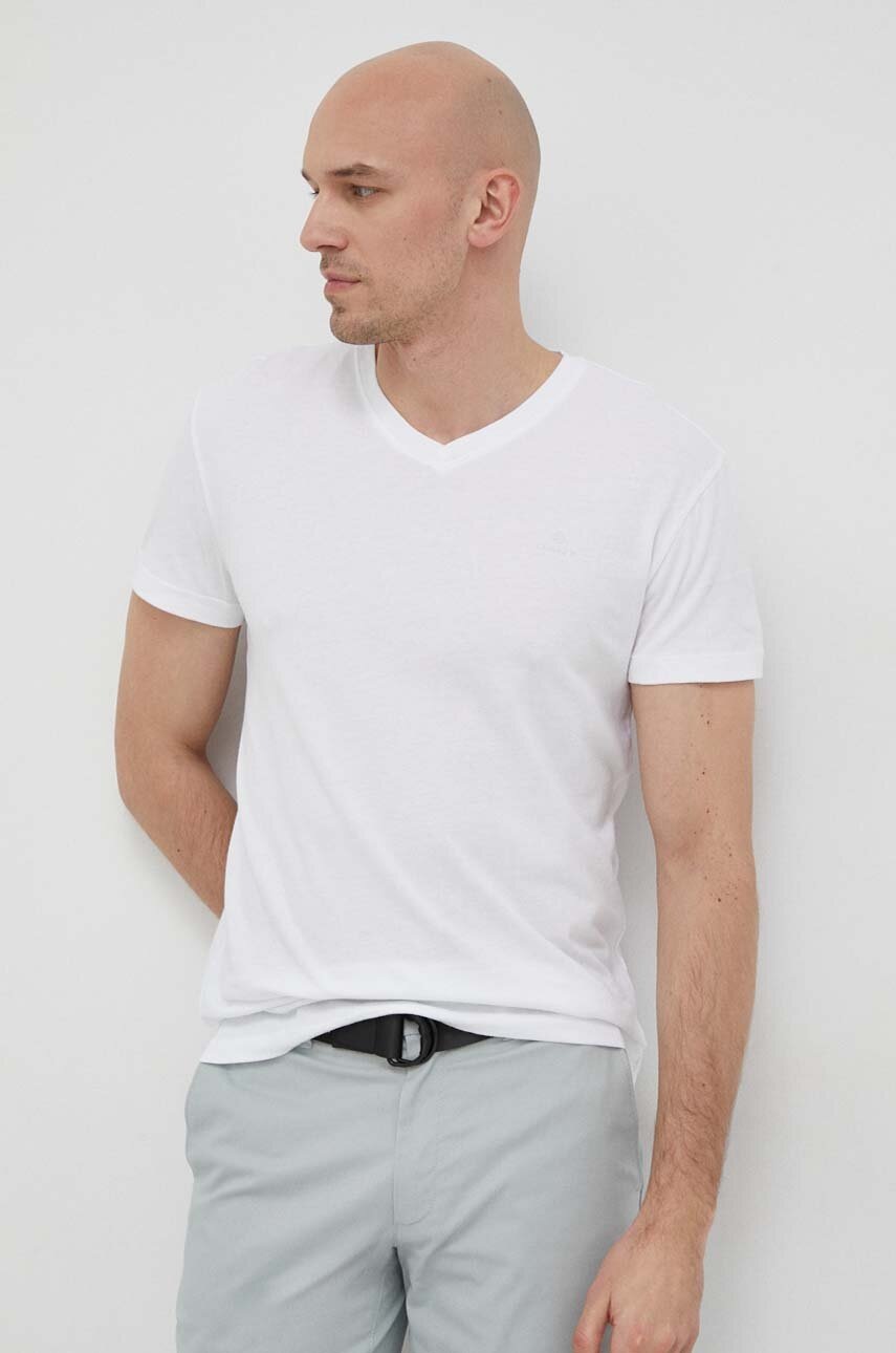 Gant tricou din bumbac culoarea alb, neted