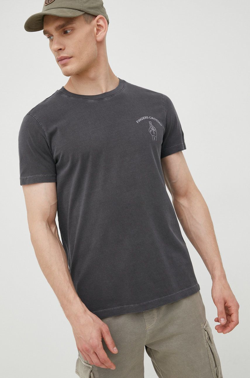 Tom Tailor tricou din bumbac culoarea gri, cu imprimeu answear.ro imagine noua