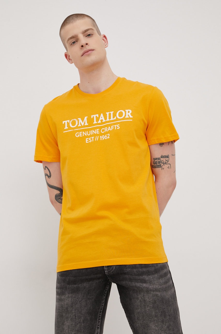 

Бавовняна футболка Tom Tailor колір помаранчевий з принтом