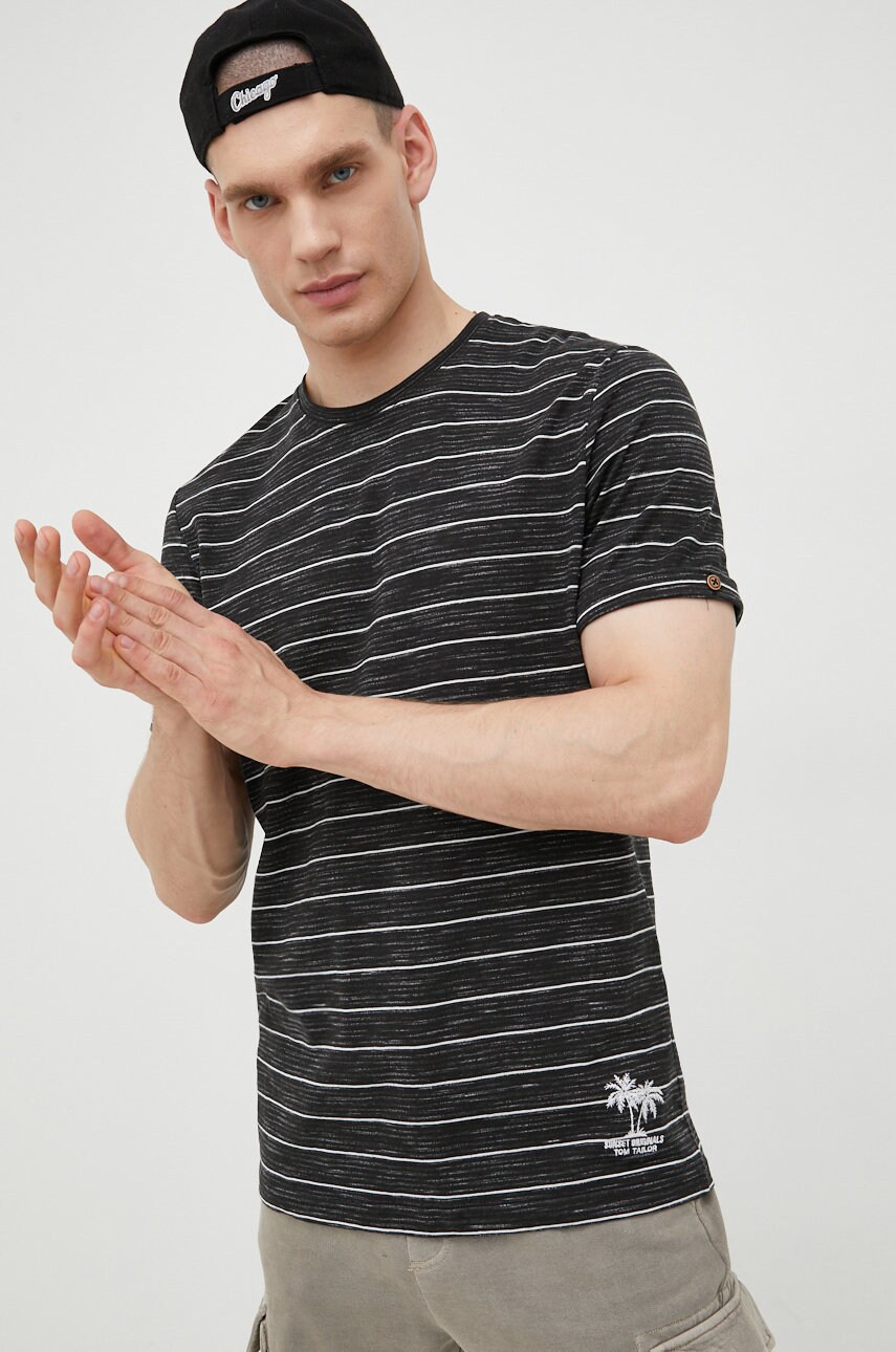 Tom tailor tricou barbati, culoarea negru, modelator