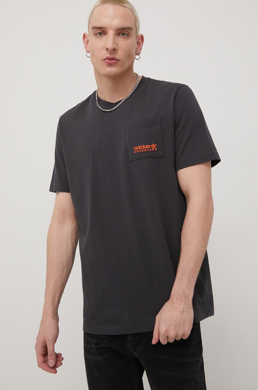 Adidas originals tricou din bumbac hf4795 culoarea gri, cu imprimeu