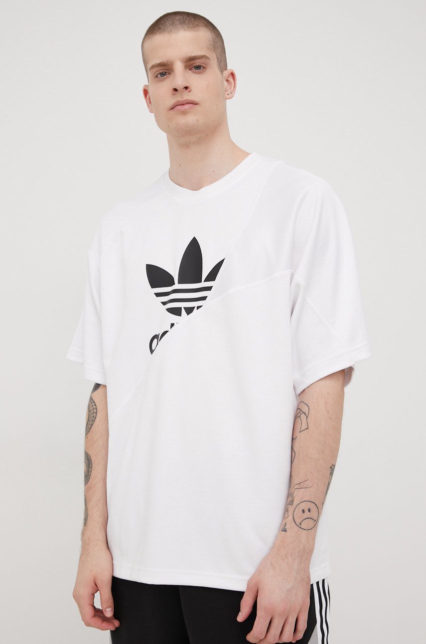 adidas Originals t-shirt HG1439 męski kolor biały z nadrukiem