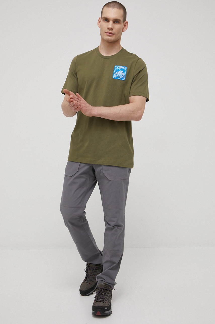 

Футболка adidas TERREX Patch Mountain Graphic HE1643 чоловіча колір зелений з аплікацією