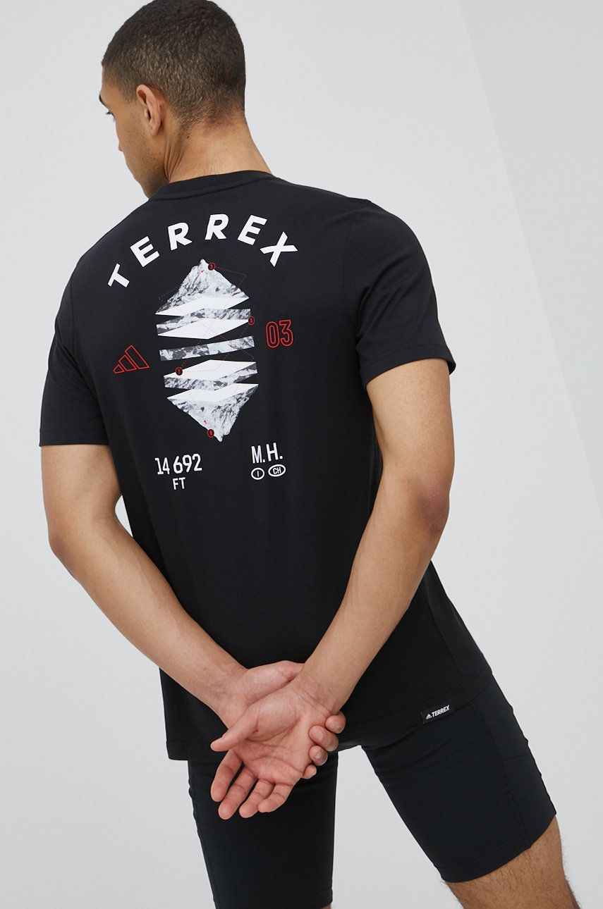 Adidas TERREX t-shirt Mountain Landscape męski kolor czarny z nadrukiem