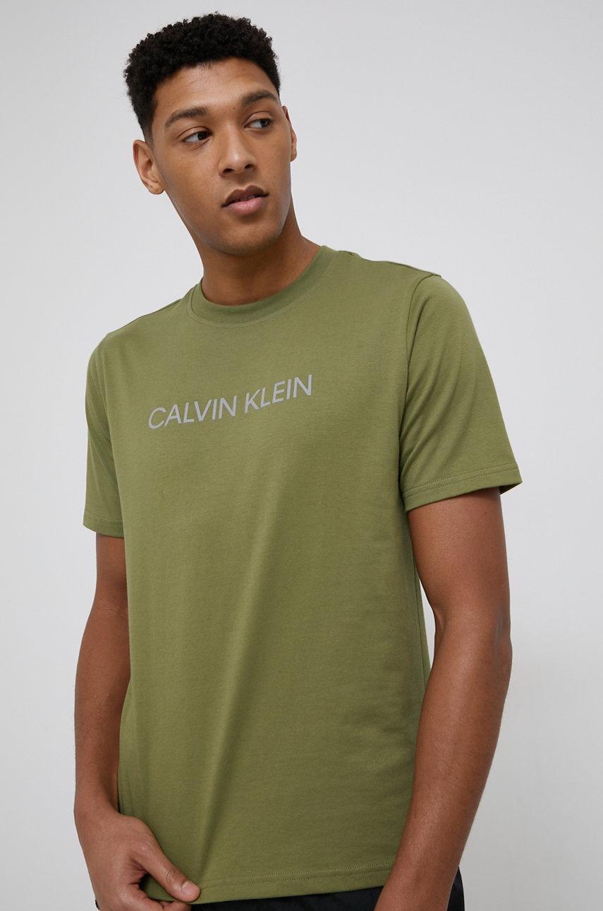 

Тениска Calvin Klein Performance мъжка в зелено с принт, Зелен