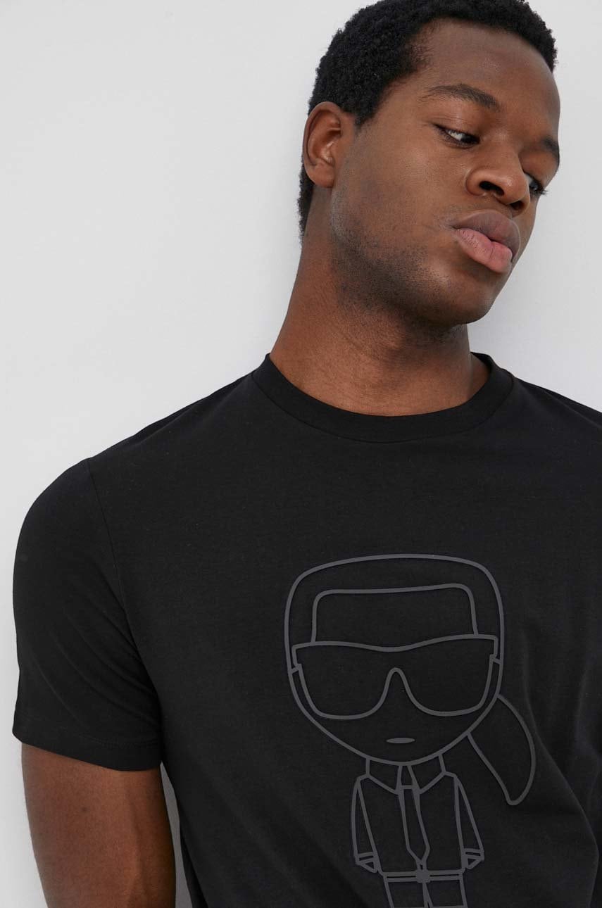 Karl lagerfeld tricou barbati, culoarea negru, neted