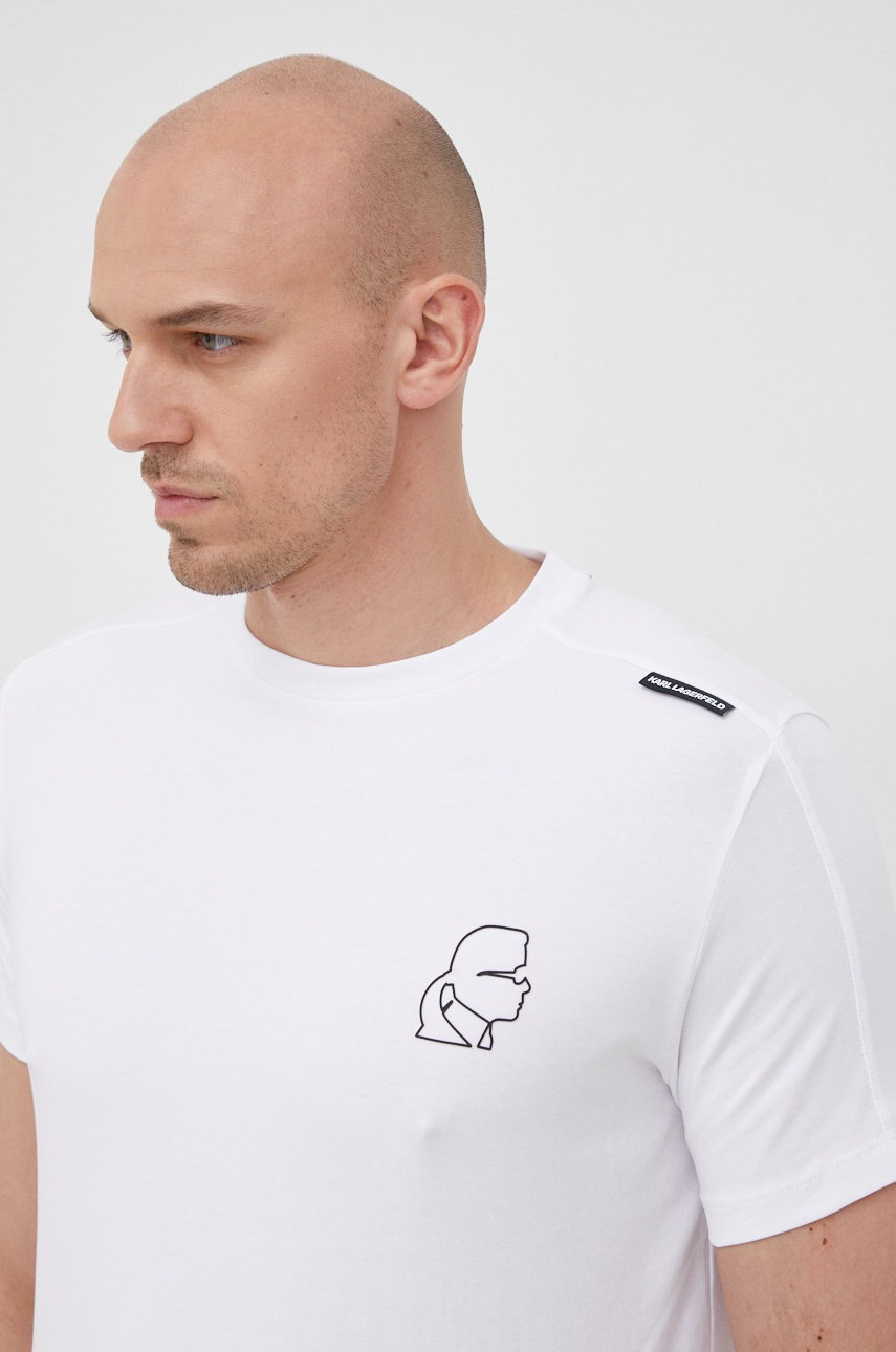 

Тениска Karl Lagerfeld в бяло с принт, Бял
