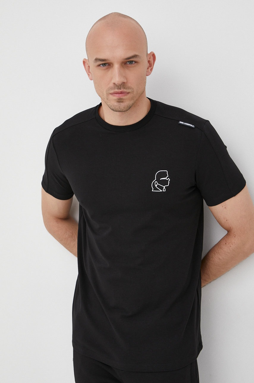 Karl Lagerfeld t-shirt męski kolor czarny z nadrukiem